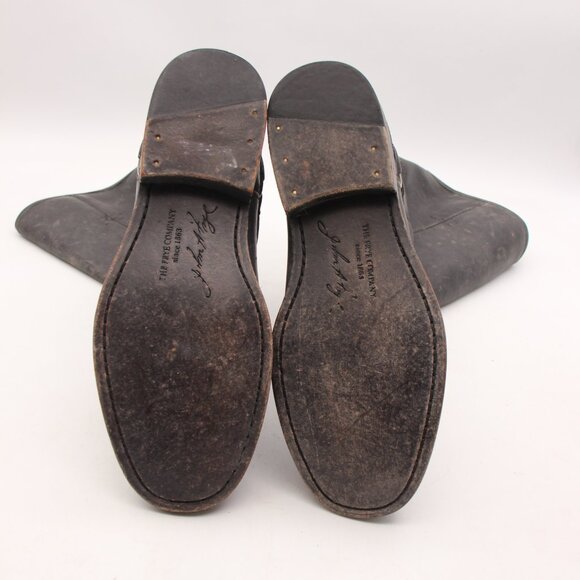 Frye Tall Harness Black Distressed Leather Women's Size 6 B Riding Boots - Picture 8 of 9